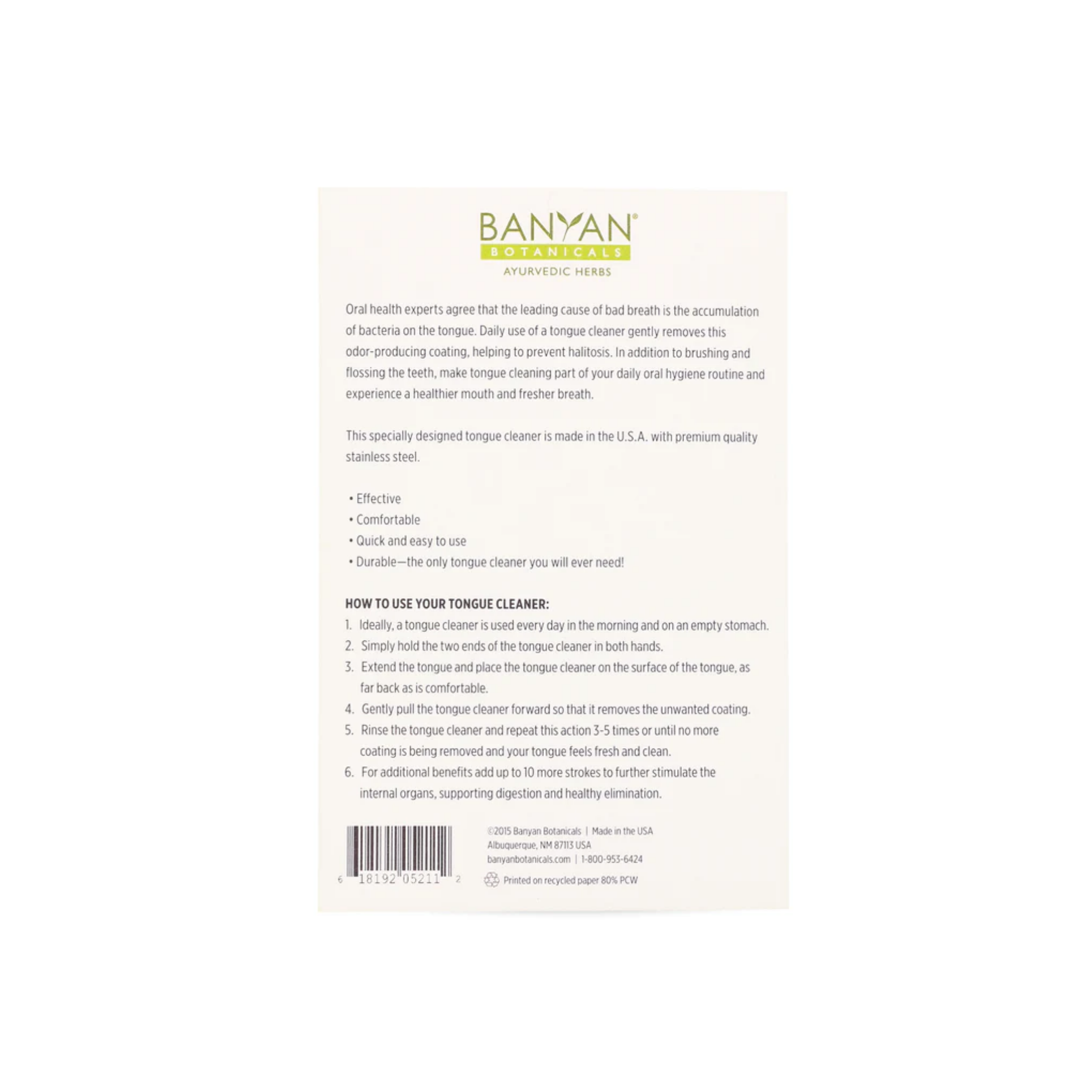 Banyan Botanicals Tongue Scraper Stainless, Tridoshic