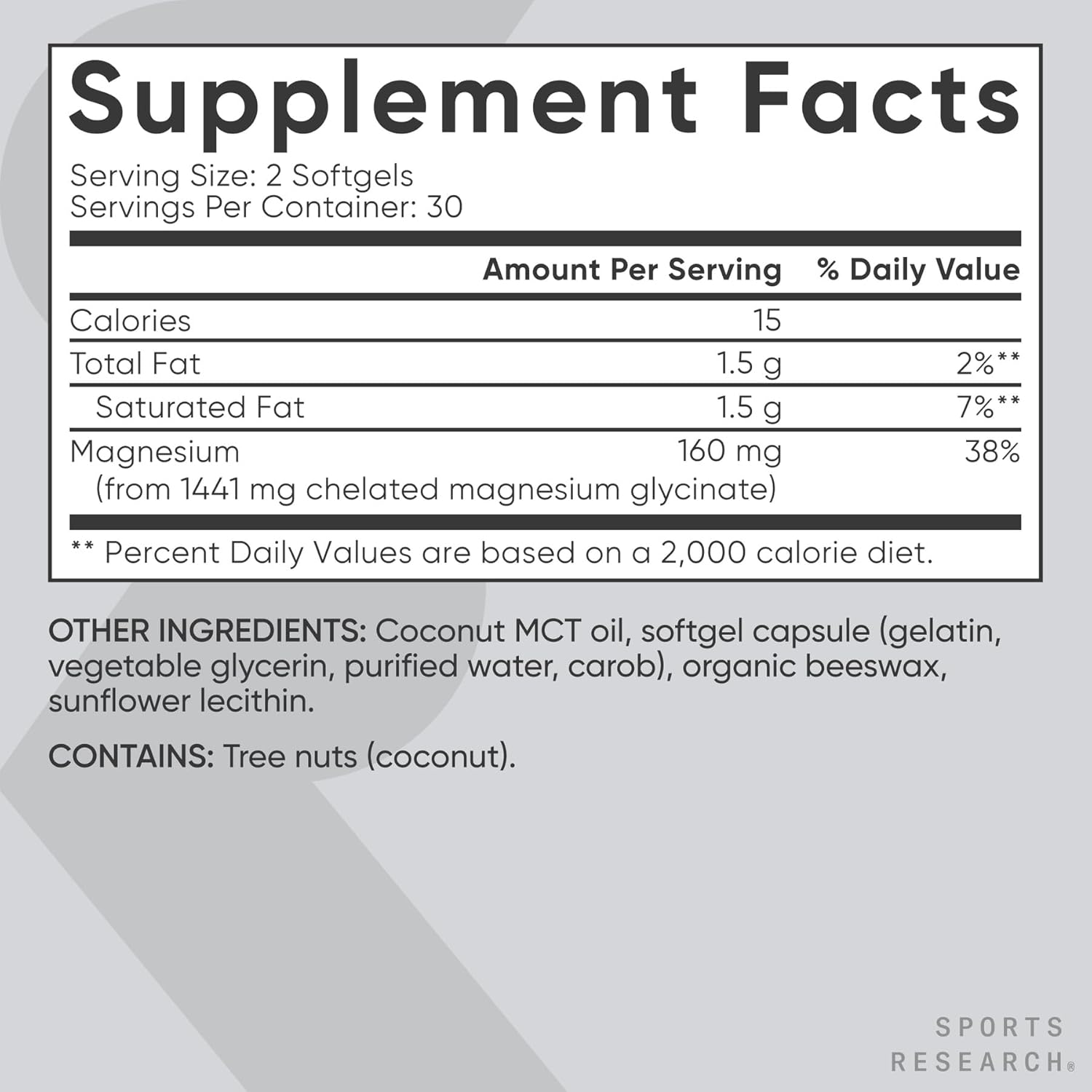 Sports Research Magnesium Glycinate (Liquid Softgel - 60 Count)