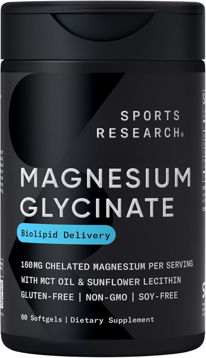 Sports Research Magnesium Glycinate (Liquid Softgel - 60 Count)