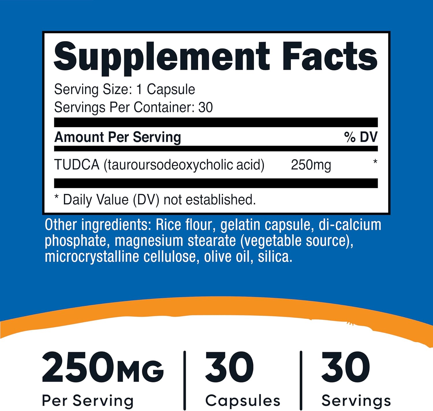 Nutricost Tudca 250mg, 30 Capsules (Tauroursodeoxycholic Acid) (30 caps)