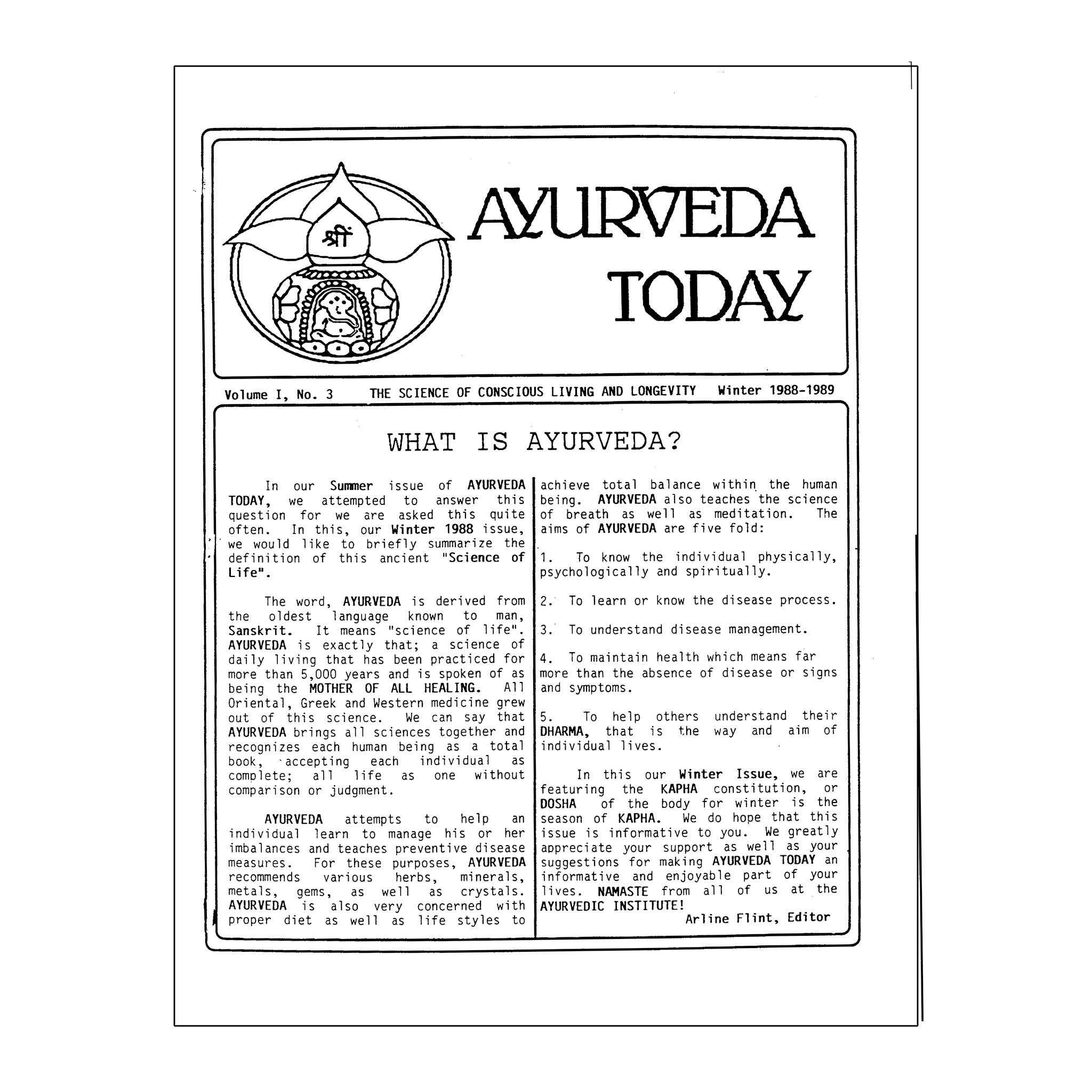1988 Winter Ayurveda Today