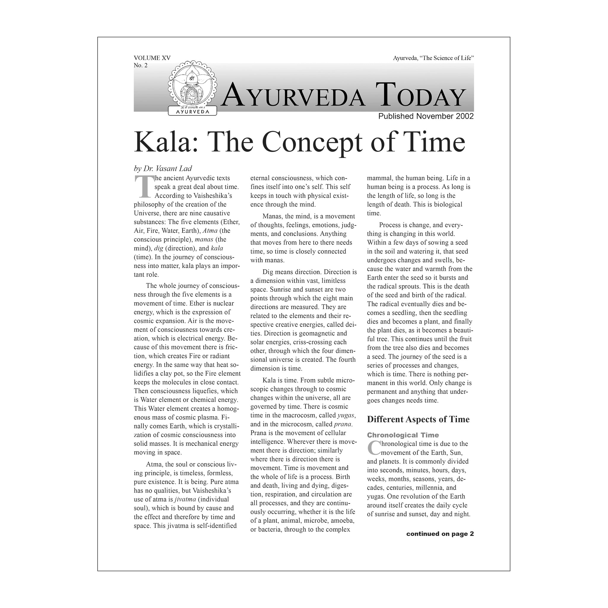 2002 Fall Ayurveda Today