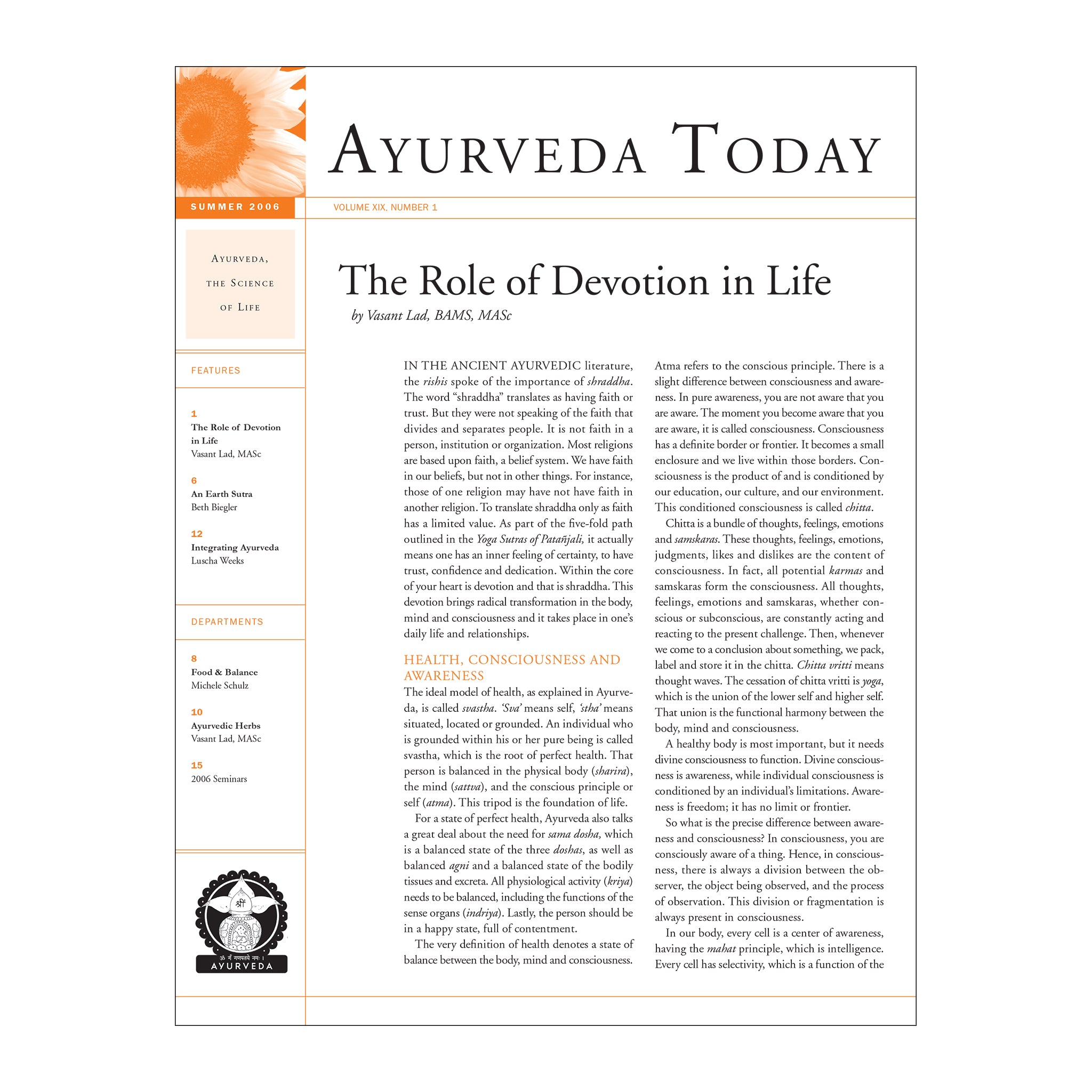 2006 Summer Ayurveda Today