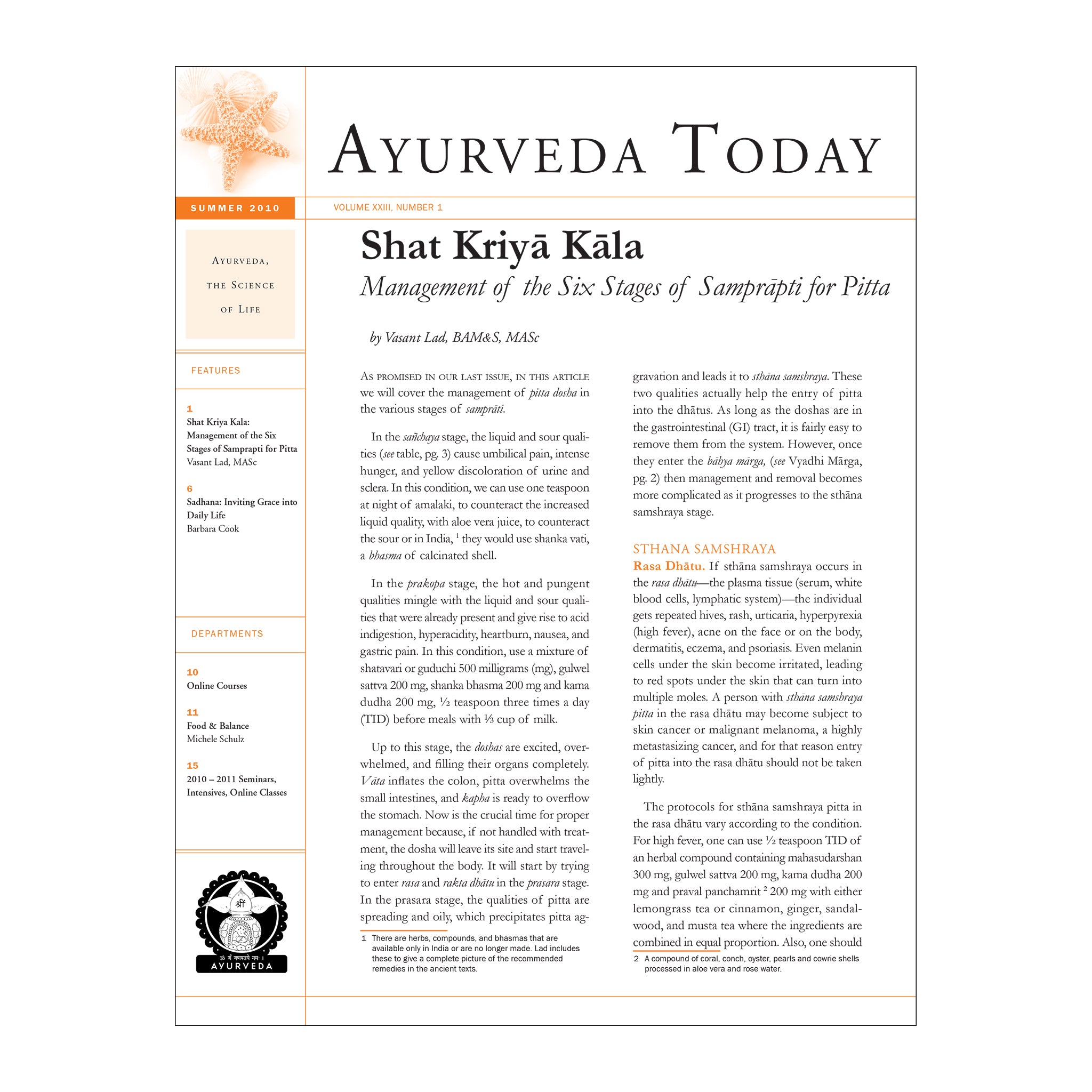 2010 Summer Ayurveda Today