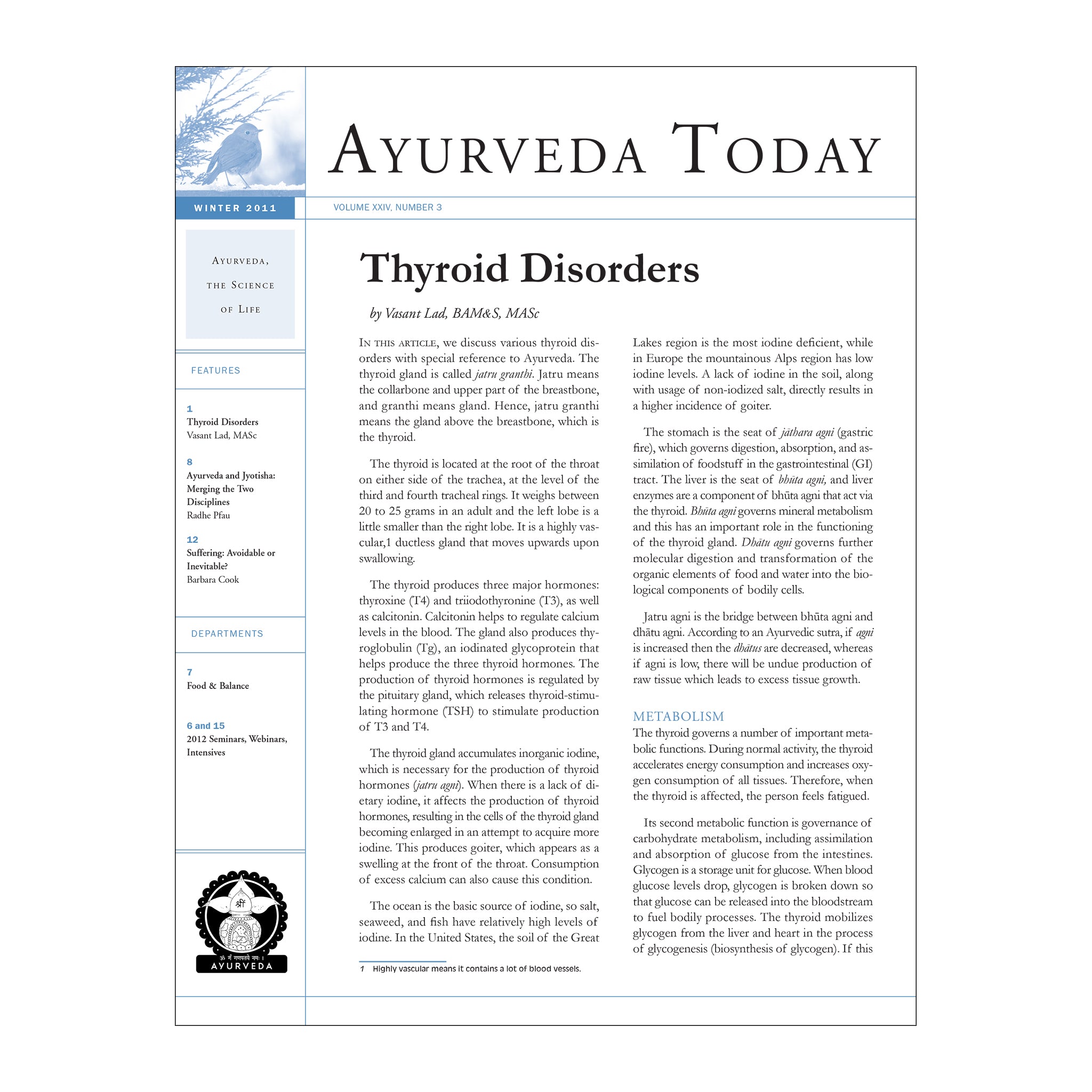 2011 Winter Ayurveda Today