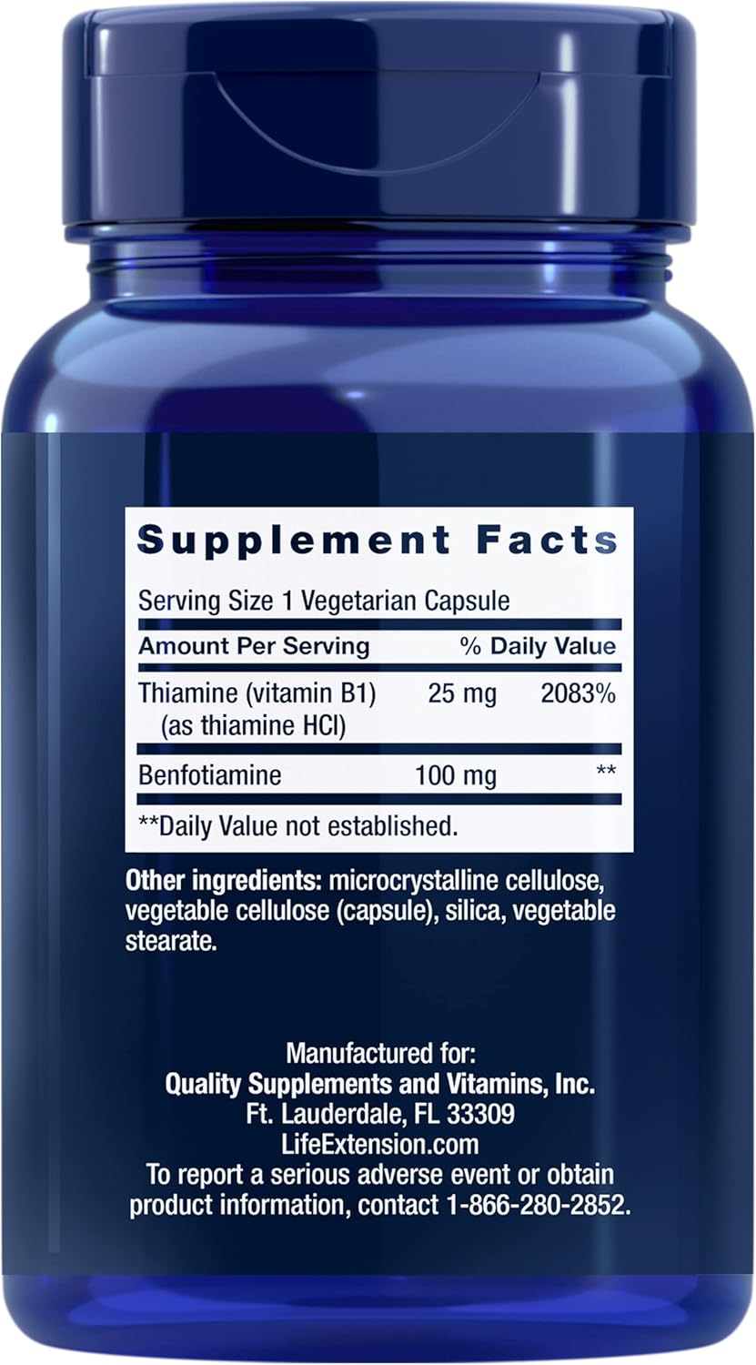Life Extension Benfotiamine with Thaimine  (120 Vegetarian Capsules)