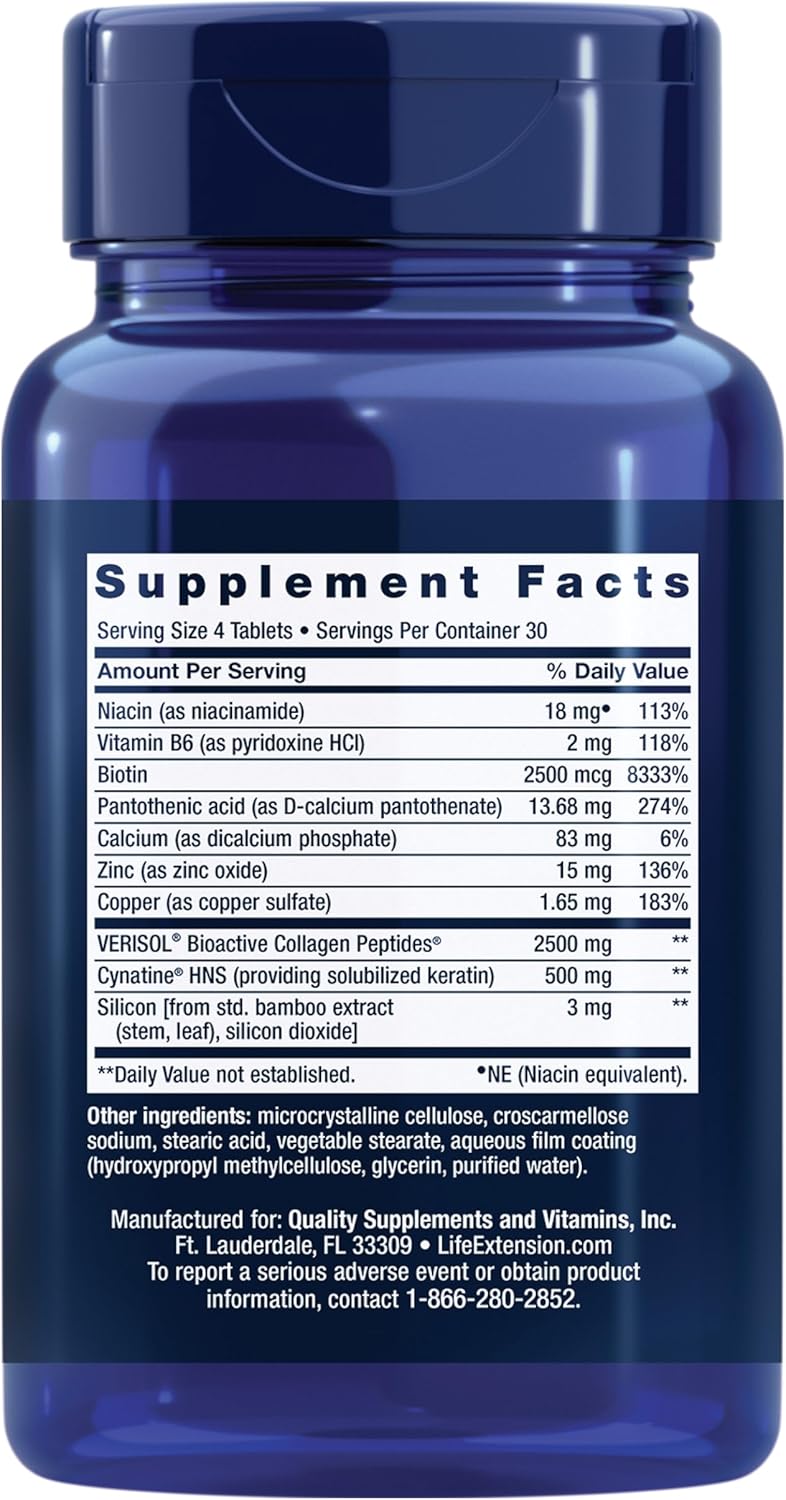 Life Extension Hair, Skin & Nails Collagen Plus Formula (120 tablets)