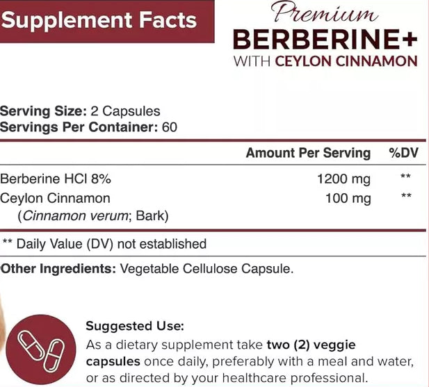 NutriFlair Berberine with Ceylon Cinnamon (120 capsules)