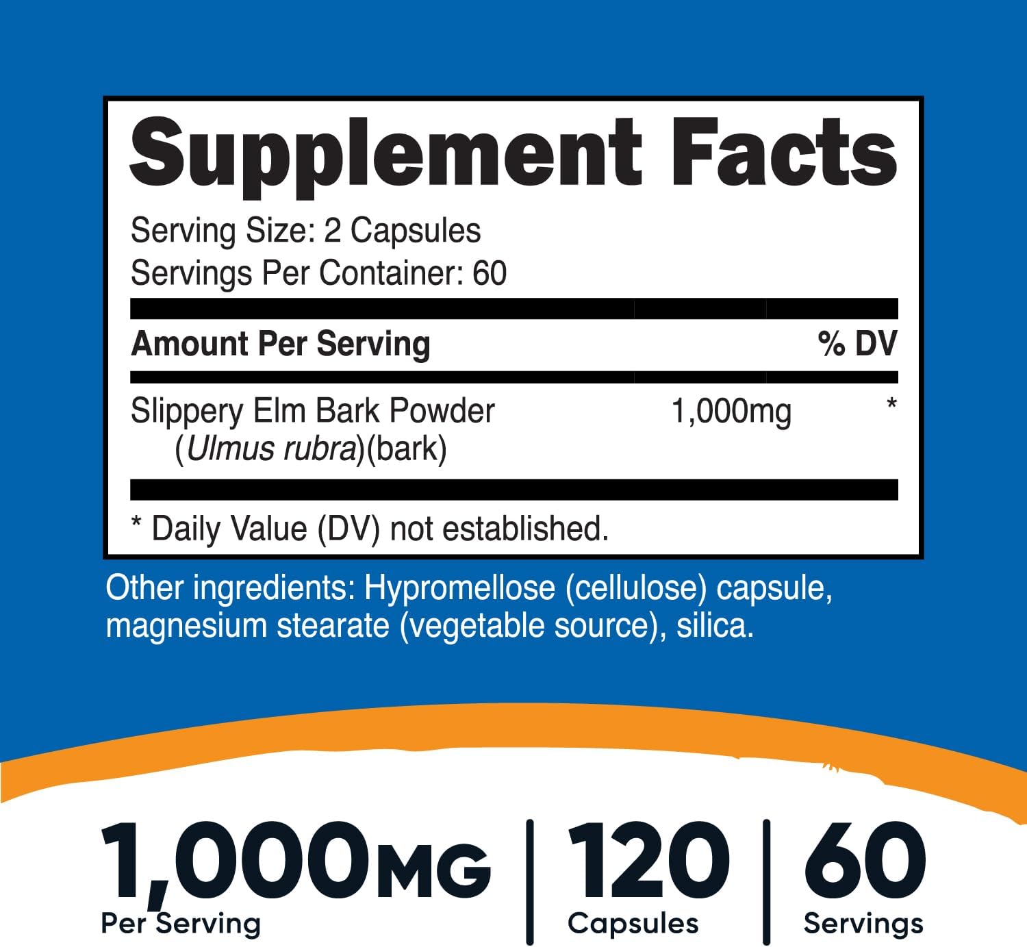 Nutricost Slippery Elm Bark Capsules 1,000 mg (120 Capsules)