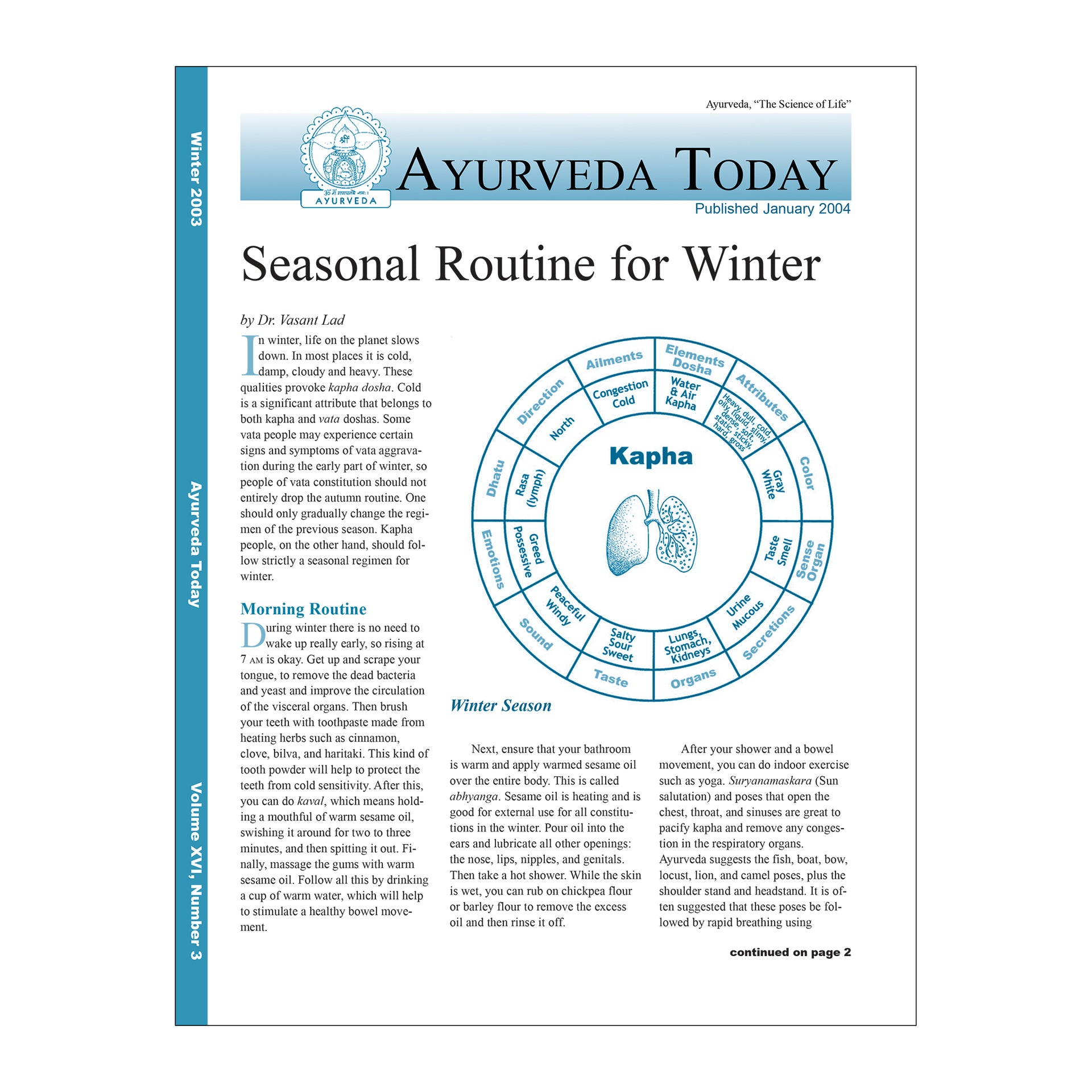 2003 Winter Ayurveda Today