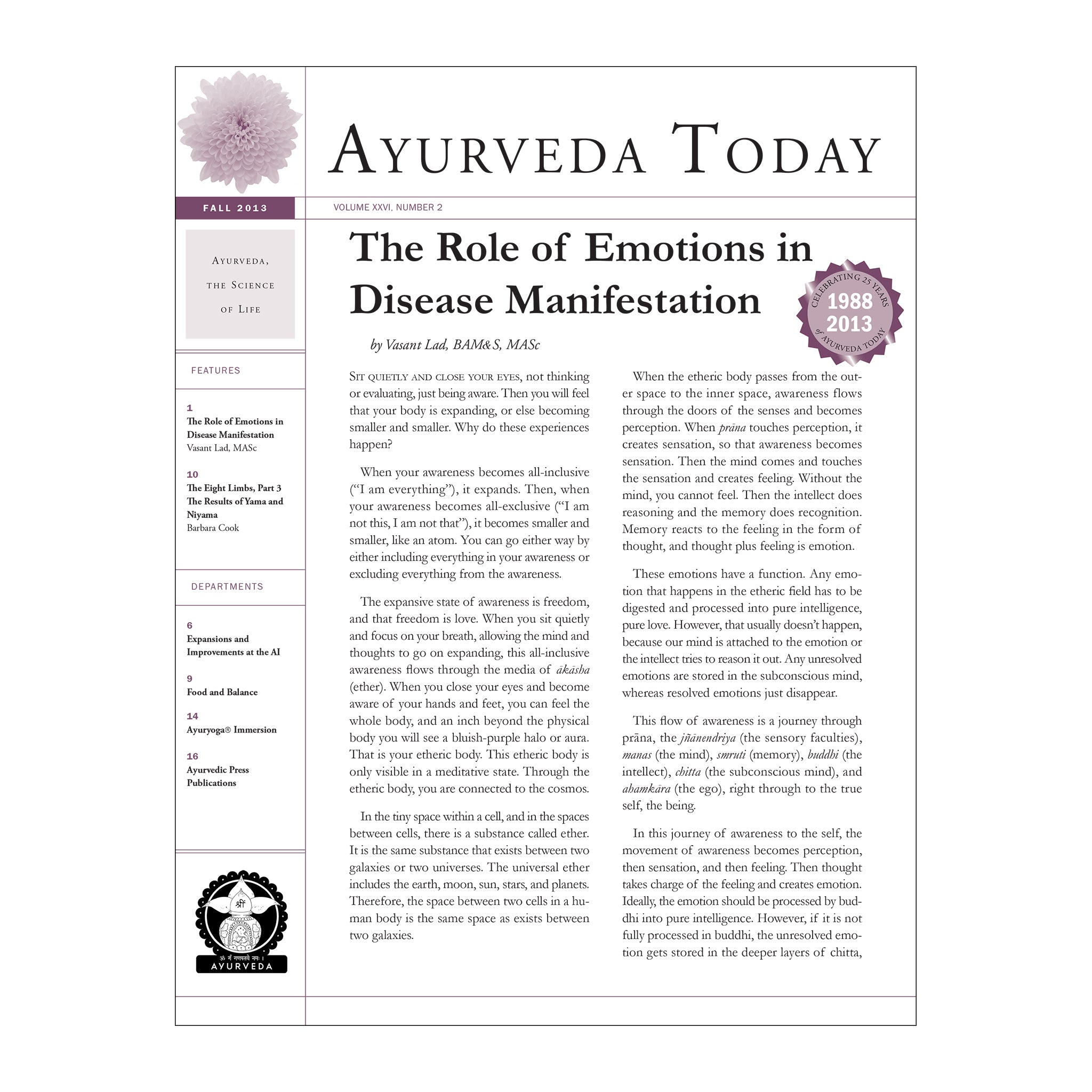 2013 Fall Ayurveda Today