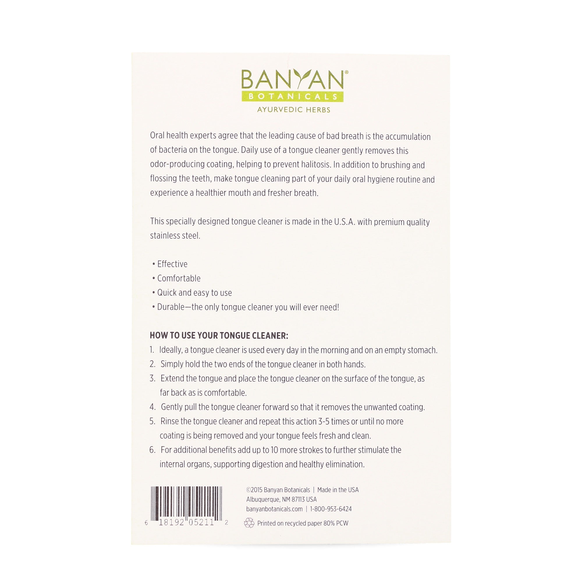 Banyan Botanicals Tongue Scraper Stainless (Tridoshic)